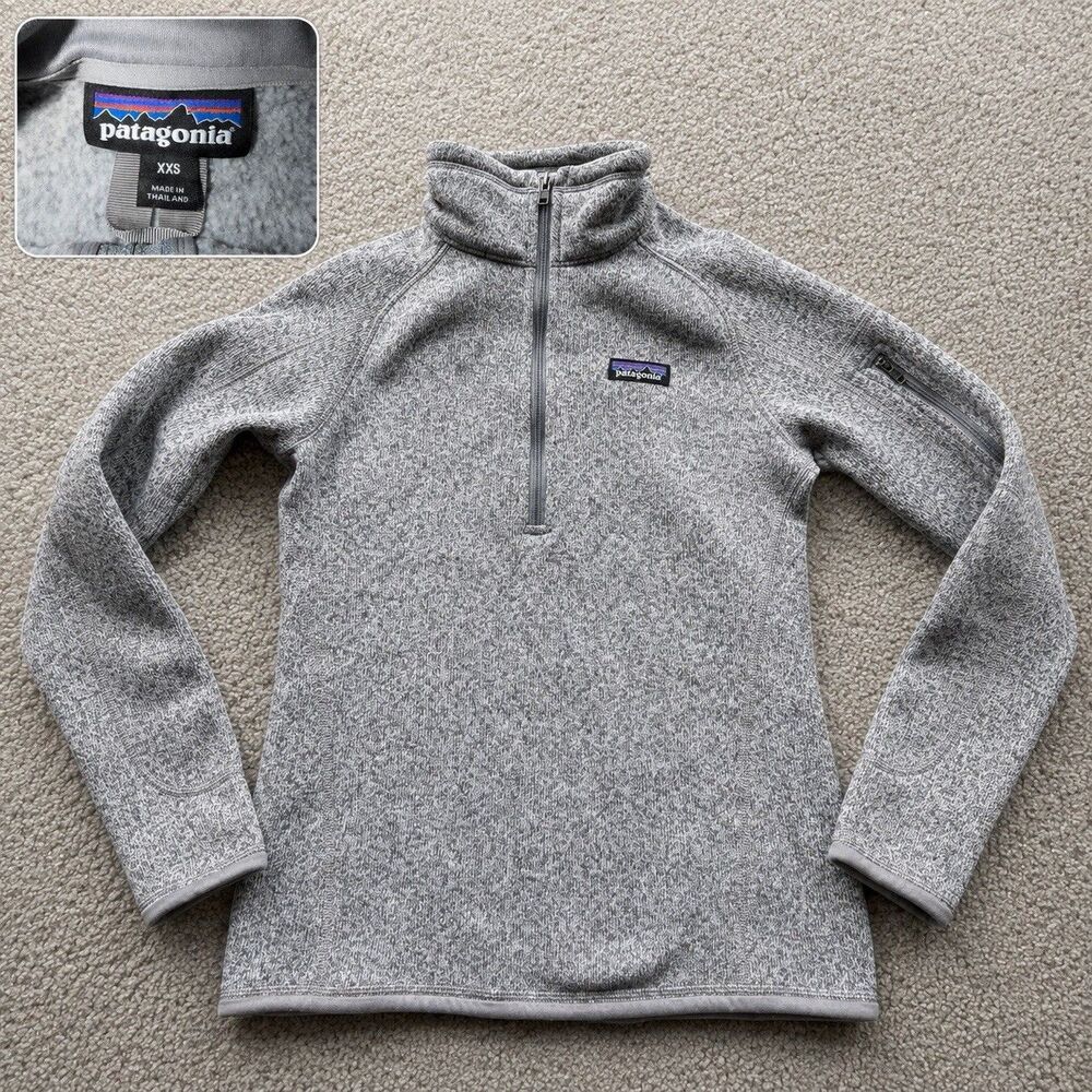 Patagonia Better Sweater 1/4 Zip Fleece Pullover Gray Women’s XXS Arm Pocket